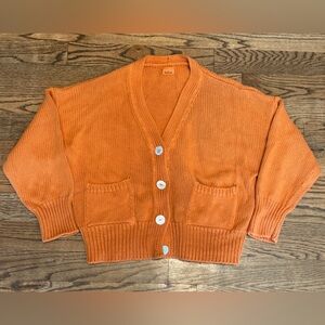 Babaa Orange Button-Up Cardigan Sweater – Made in Spain